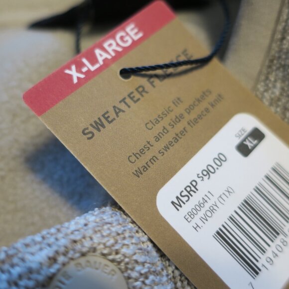 Eddie Bauer Quarter Snap Cozy Sweater Fleece Pullover Ivory NWT $90 Men's XL - Picture 5 of 6